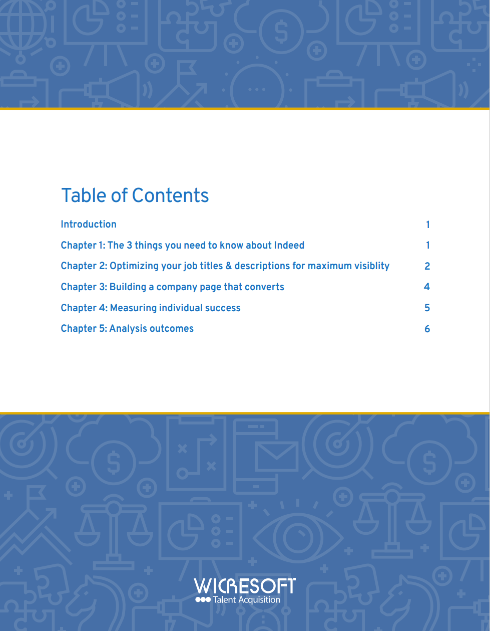 Indeed Analysis Table of Contents