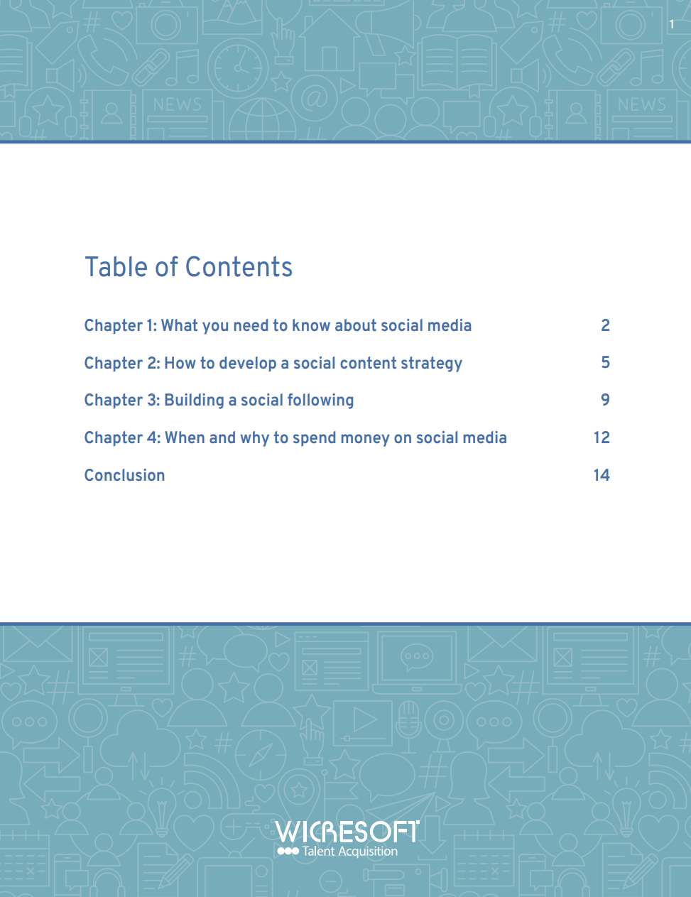 Wicresoft Social Media Guie Table of Contents